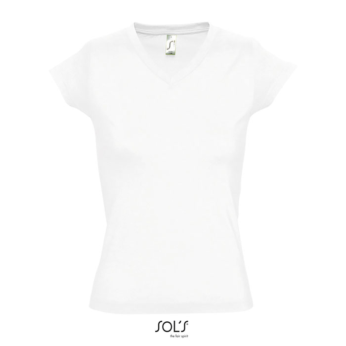 Tshirt col V publicitaire femme 150g - MOON Blanc 1